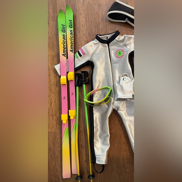 American Girl Metallic Downhill Racer Ski Outfit w/ Skis & Poles - Picture 5 of 6